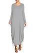 Sexy Gray Shirring Gathered Side Drape Bubble Jersey Dress